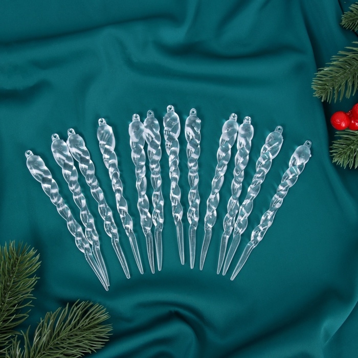 Ёлочные игрушки &laquo;Сосулька люкс&raquo; (набор 12 шт) узор, 13 см