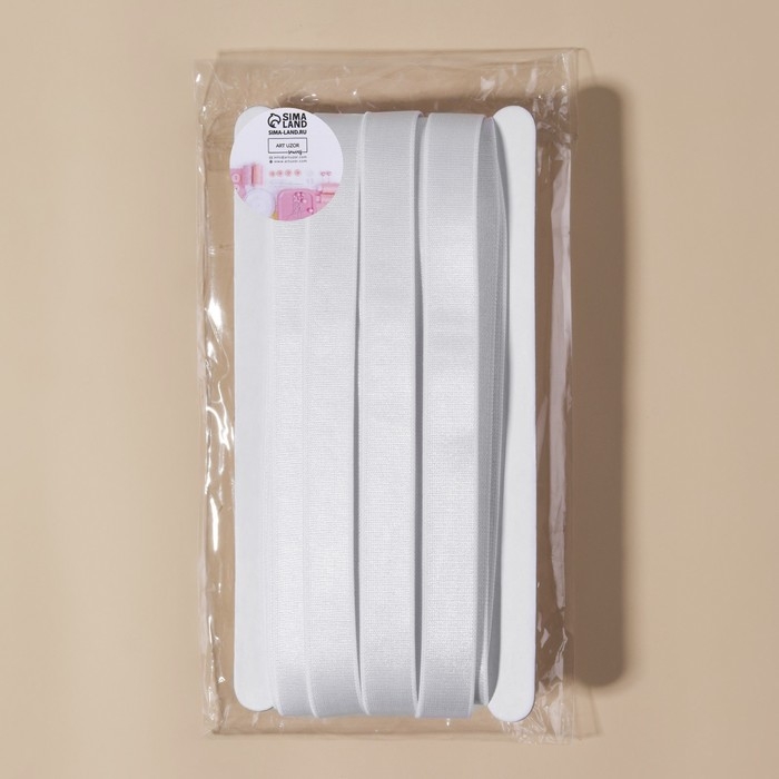 Резинка для бретелей, блестящая, 15 мм, 10 &plusmn; 0,5 м, цвет белый