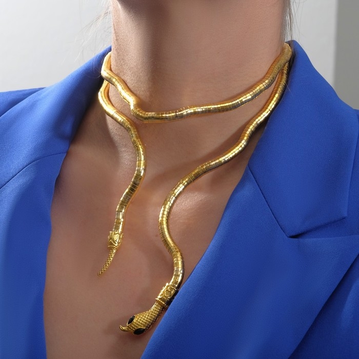 Колье-трансформер &laquo;Змея&raquo;, цвет чернёное золото, 90 см