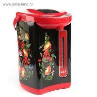 Термопот DЕLTA DL-3034, 4.5 л, 750 Вт, чёрно-красный с рисунком "Хохлома"