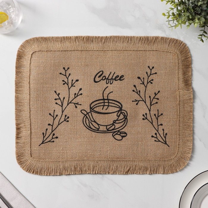 Салфетка сервировочная на стол Доляна Coffee, 40&times;30 см, цвет бежевый