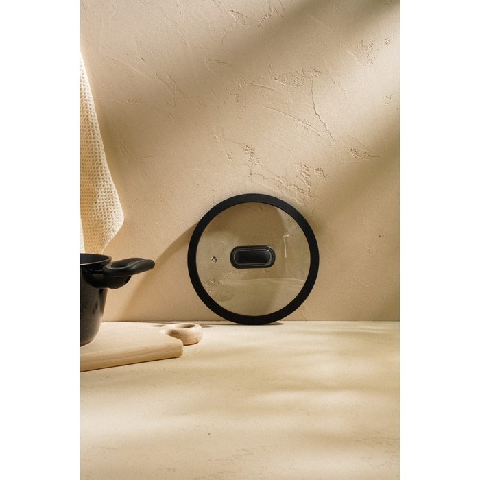 Крышка стеклянная SL Home, d=20 см, с силиконовым ободком Крышка стеклянная SL Home, d=20 см, с силиконовым ободком