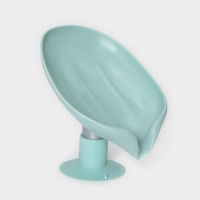 Мыльница со сливом для воды Доляна, на присоске, 12,5&times;9&times;10 см, цвет бирюзовый