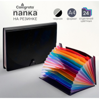 Папка на резинке А4, 24 отделения (разноцветные), чёрная Папка на резинке А4, 24 отделения (разноцветные), чёрная