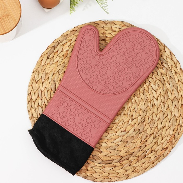 Рукавица для горячего с манжетой Доляна &laquo;Профи&raquo;, силикон, 36&times;18,5 см, цвет МИКС