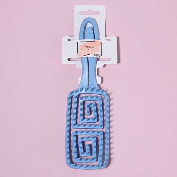 Расчёска массажная, прорезиненная ручка, вентилируемая, 6,3 &times; 22 см, цвет МИКС