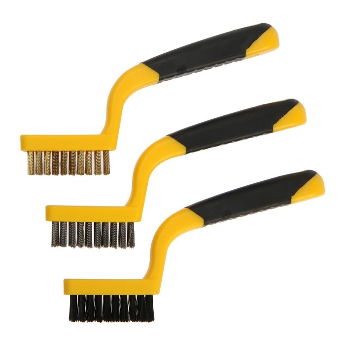 Набор щеток металлических ручных ТУНДРА, двухкомпонентные рукоятки, большие, 3 шт.