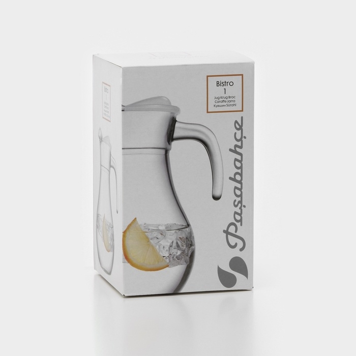 Кувшин Paşabah&ccedil;e Bistro, 1 л, стекло, белая крышка, прозрачный