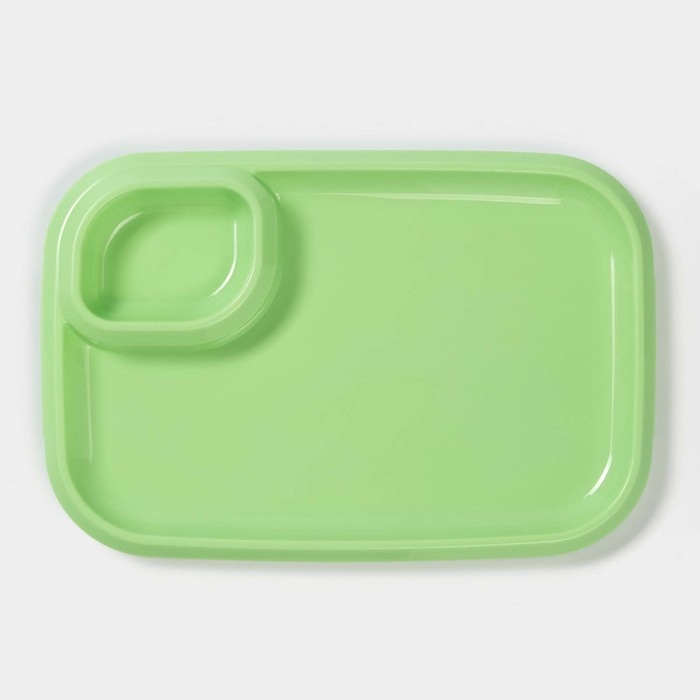 Блюдо для шашлыка с соусницей 30,3&times;21&times;2,5 см, цвет зеленый