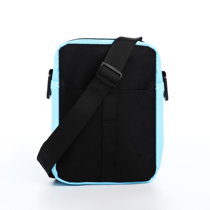 Сумка молодёжная на молнии, 1 наружный карман, цвет чёрный/голубой Сумка молодёжная на молнии, 1 наружный карман, цвет чёрный/голубой