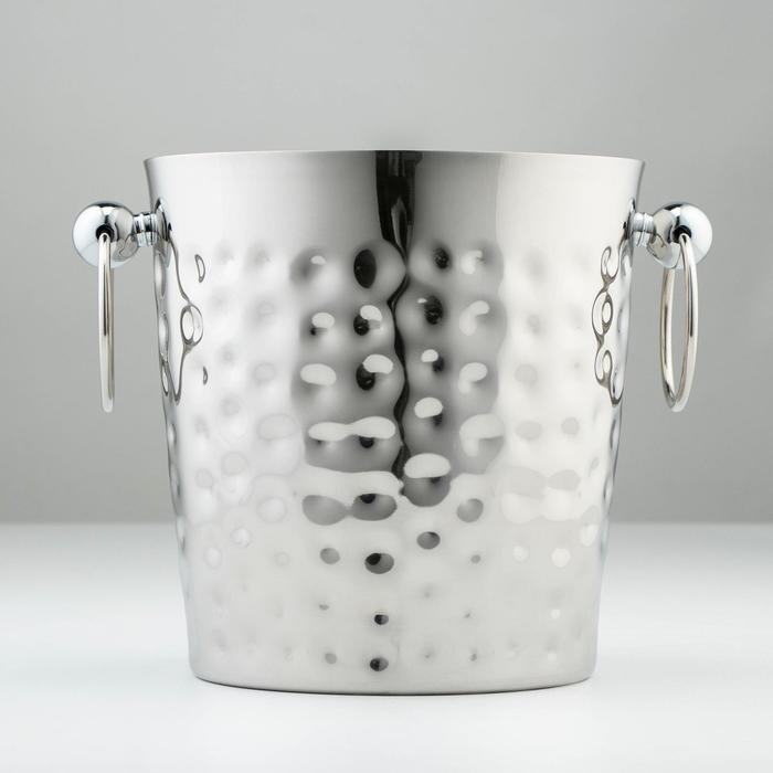 Ведро для льда из нержавеющей стали &laquo;Чеканный&raquo;, 3,5 л, 23,5&times;18,5&times;18,5 см, 201 сталь, цвет серебряный