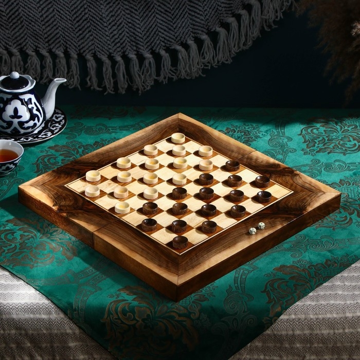 Настольная игра 2 в 1 &laquo;Звезда 9&raquo;: 50х25 см, ручная работа, массив ореха, Иран