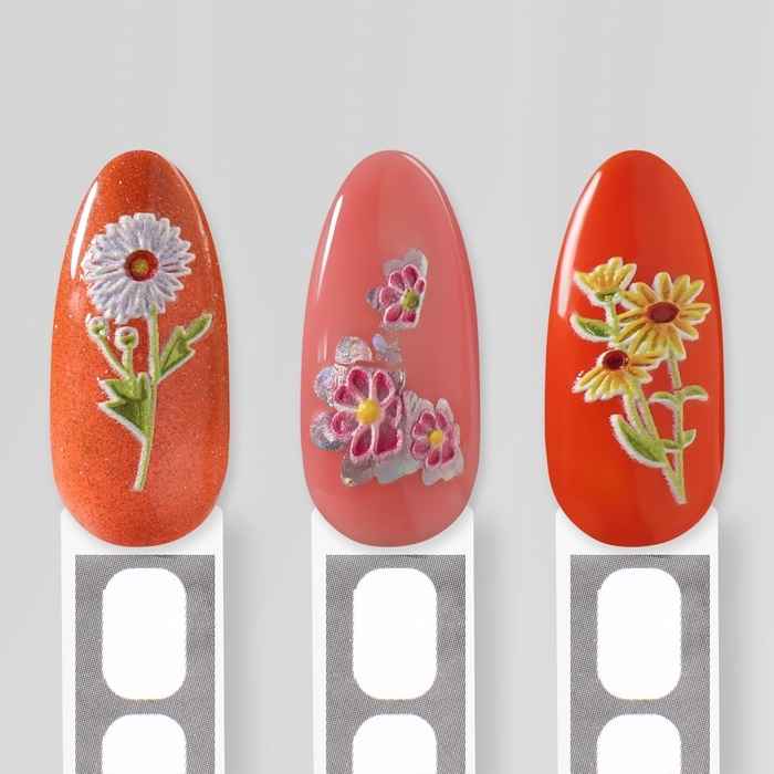 Наклейки для ногтей &laquo;На поле&raquo;, объёмные, разноцветные