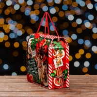 Коробка подарочная складная "Изумрудный Винтаж" 23 х 10 х 22 см. Новый год