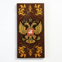 Нарды деревянные большие, настольная игра "Герб России", 50 х 50 см, с шашками