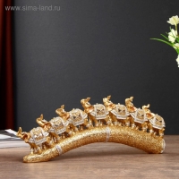 Сувенир полистоун "Семь золотых слонов на золотом бивне" 11,5х29,5х3,8 см