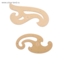 Набор лекал №2, 3 штуки, пластиковый, коричневый тонированный