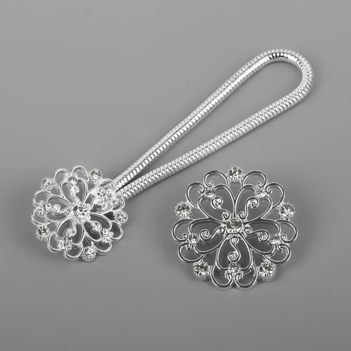 Декоративная застёжка &laquo;Круг&raquo;, 9,5 &times; 3 см, цвет серебряный