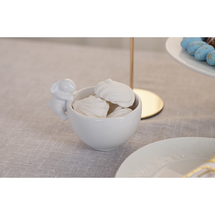 Конфетница Доляна &laquo;Зайка&raquo;, 13&times;10&times;9 см, цвет белый