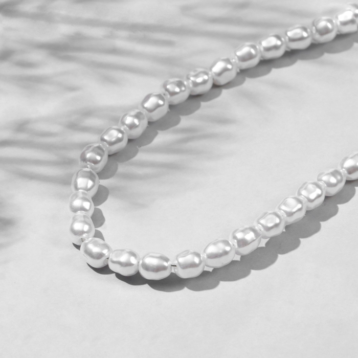 Бусины пластиковые на нити &laquo;Жемчуг&raquo; 0,7&times;0,6&times;0,6 см, (набор 150 шт.), цвет белый