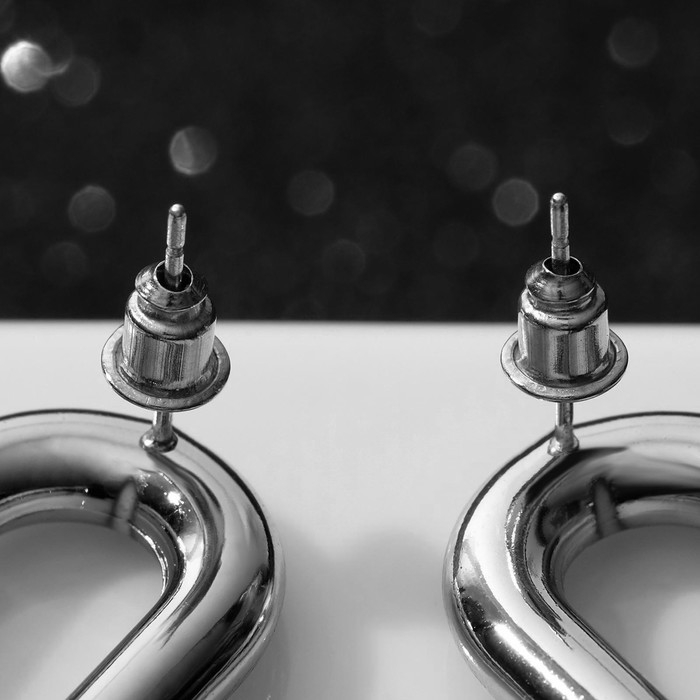 Серьги металл &laquo;Цепь&raquo; диск, 3 звена, цвет серебристо-чёрный