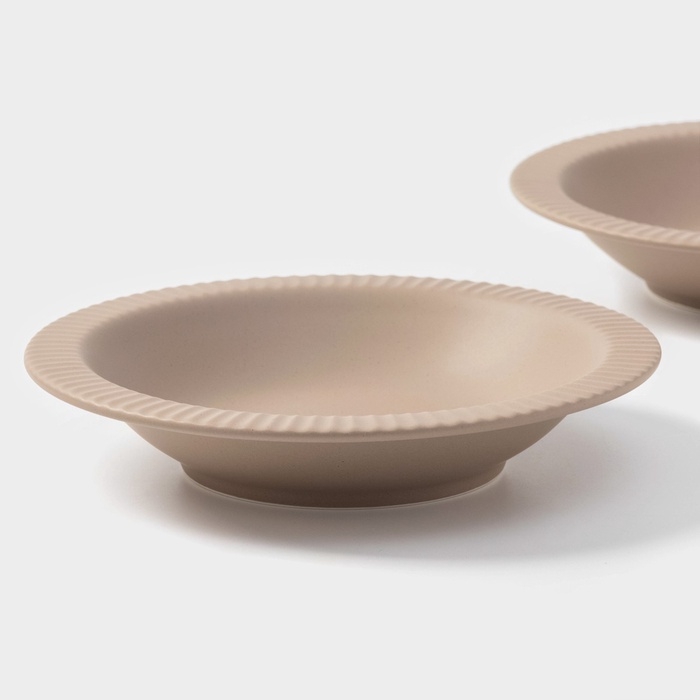 Тарелки Magistro Jarwah Lausanne, 550 мл, 21,3&times;4 см, глубокие, набор 2 шт, фарфор, бежевые
