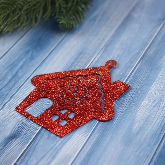 Украшение ёлочное "Дом со снежинкой" (набор 3 шт) 9х8 см, микс