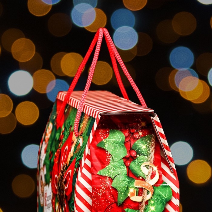 Новый год. Коробка подарочная складная Новый год. Коробка подарочная складная "Изумрудный винтаж" 23 х 10 х 33 см.