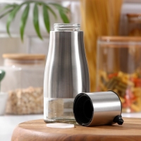 Бутылка стеклянная для соусов и масла &laquo;Стиль&raquo;, 250 мл, h=18,5 см, цвет крышки чёрный