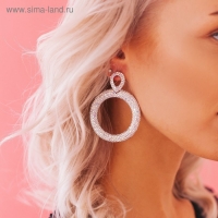 Серьги висячие со стразами &laquo;Эдем&raquo; кольцо, радужный в серебре, 6,5 см