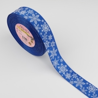 Новый год! Лента репсовая &laquo;Праздничные снежинки&raquo;, 25 мм, 23 &plusmn; 1 м, цвет синий/белый №0055