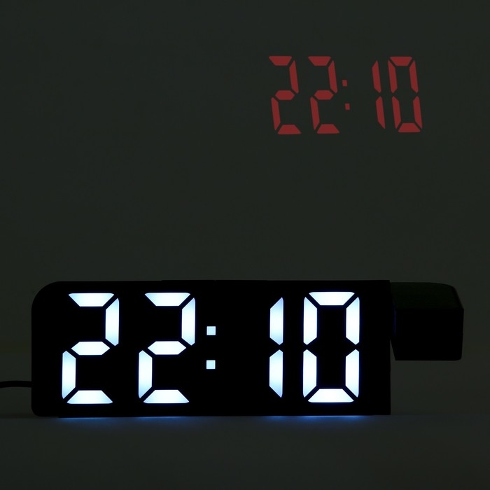 Часы - будильник электронные настольные с проекцией на потолок, термометром, календарем, USB