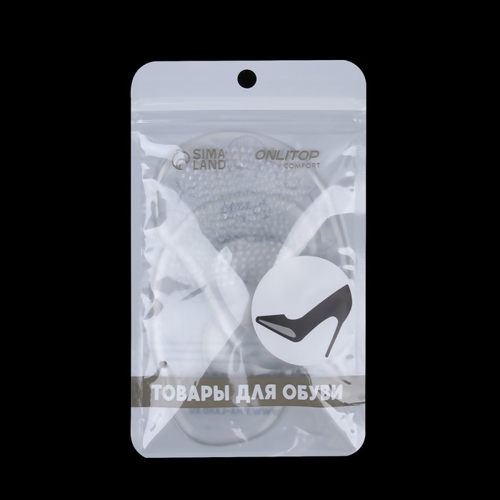 Полустельки для обуви, с протектором, на клеевой основе, силиконовые, 10,5 &times; 6,5 см, пара, цвет прозрачный