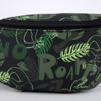 Сумка детская поясная для мальчика &laquo;Динозавры&raquo;, на молнии, наружный карман, цвет зелёный