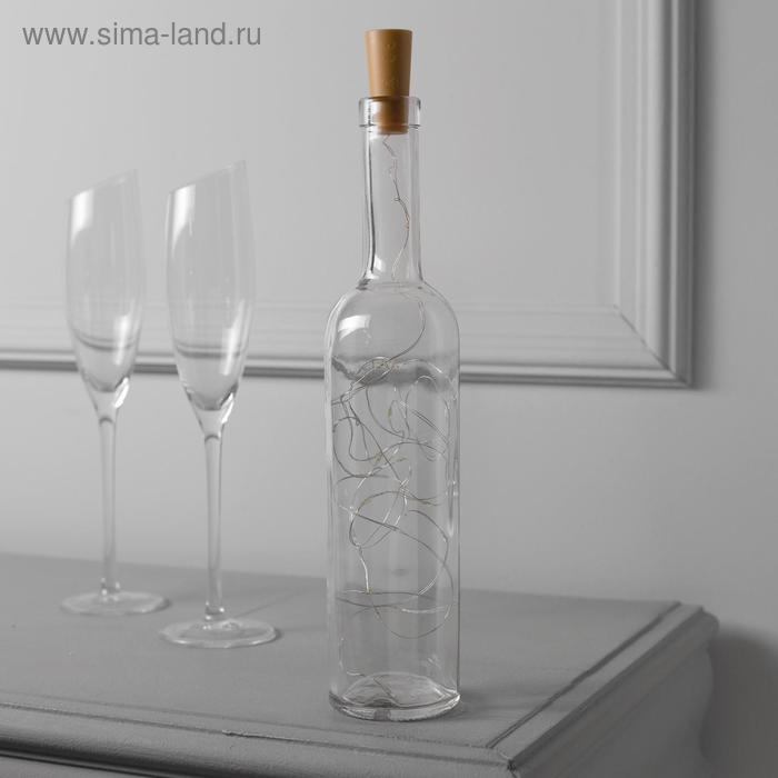 Гирлянда &laquo;Нить&raquo; 2 м роса с пробкой, IP20, серебристая нить, 20 LED, батарейки LR44х3 (в комплекте), свечение мульти