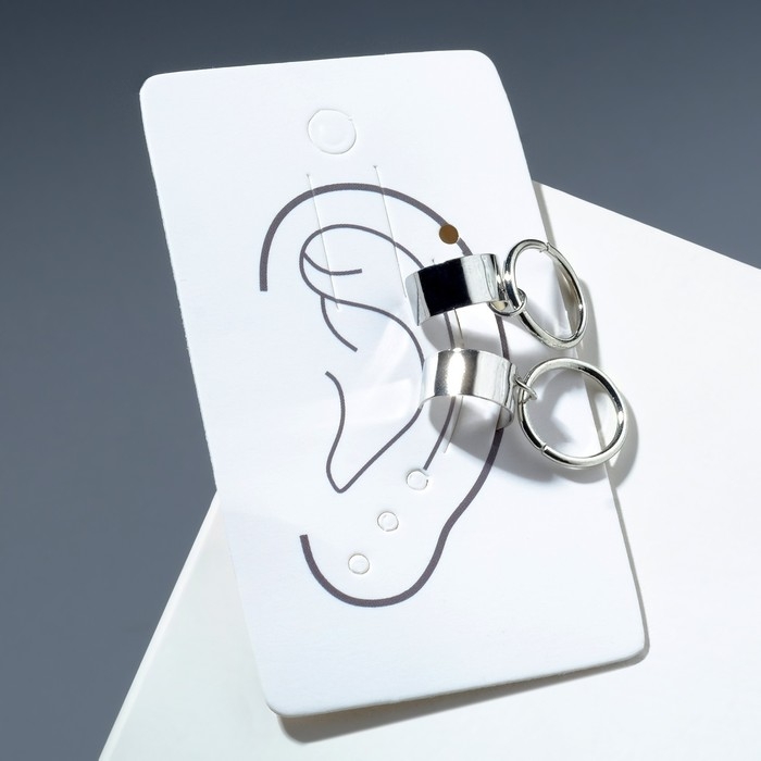 Серьги &laquo;Каффы&raquo; кольца и трубы, цвет серебро