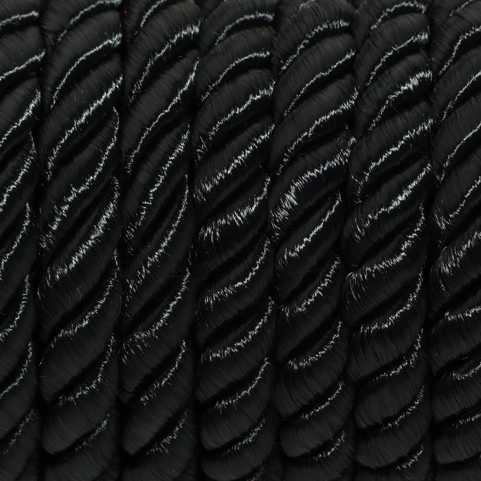 Шнур витой, d = 8 мм, 10 &plusmn; 1 м, цвет чёрный