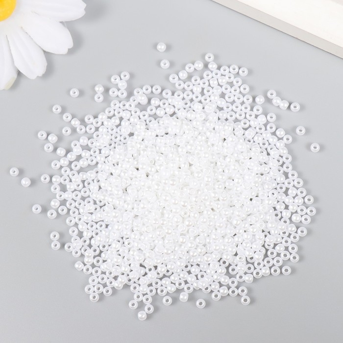 Набор бусин Набор бусин "Рукоделие" пластик, диаметр 3 мм, 25 гр, снежно-белый