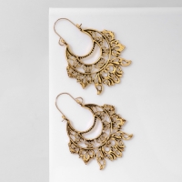 Серьги металл &laquo;Восток&raquo; лотос крупный, цвет чернёное золото