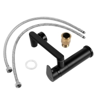 Смеситель для раковины ZEIN Z3509, поворотный излив 360&deg;, картридж 35 мм, латунь, черный