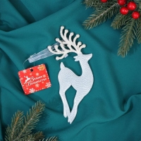 Украшение ёлочное "Олень изящный рога блеск" 8х18 см, белый Украшение ёлочное "Олень изящный рога блеск" 8х18 см, белый