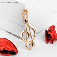 Брошь &laquo;Скрипичный ключ&raquo; классика, цвет красный в золоте