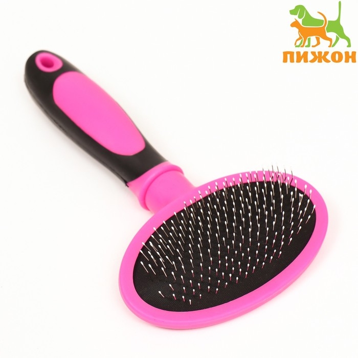 Пуходерка пластиковая мягкая с закругленными зубьями, средняя, 9,5 х 16 см, розовая Пуходерка пластиковая мягкая с закругленными зубьями, средняя, 9,5 х 16 см, розовая