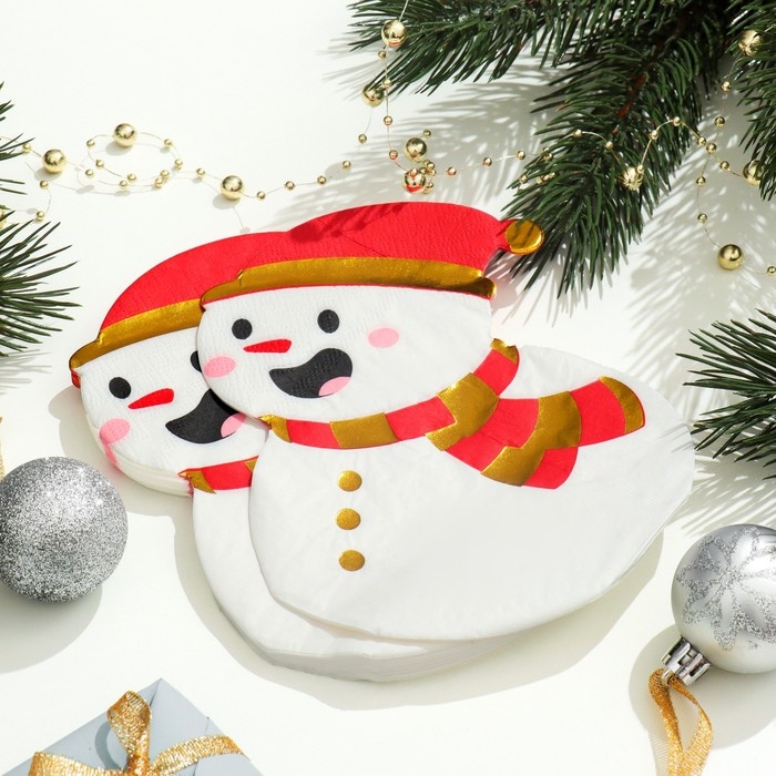 Новогодние салфетки бумажные &laquo;Снеговик&raquo;, 2 слоя, 20 шт.