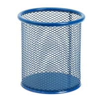 Стакан для пишущих принадлежностей круглый, металлическая сетка, синий