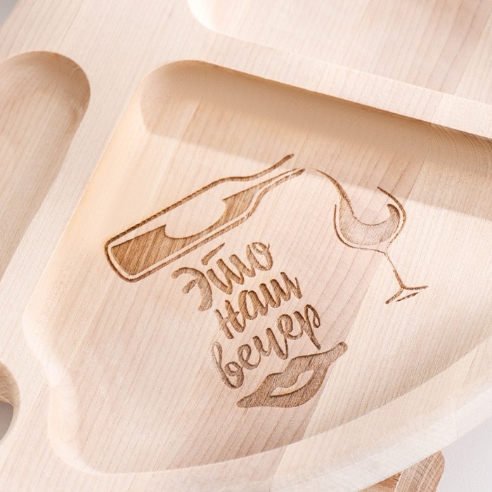 Столик - поднос с менажницей и складными ножками "Это наш вечер" D=30х2 см, береза