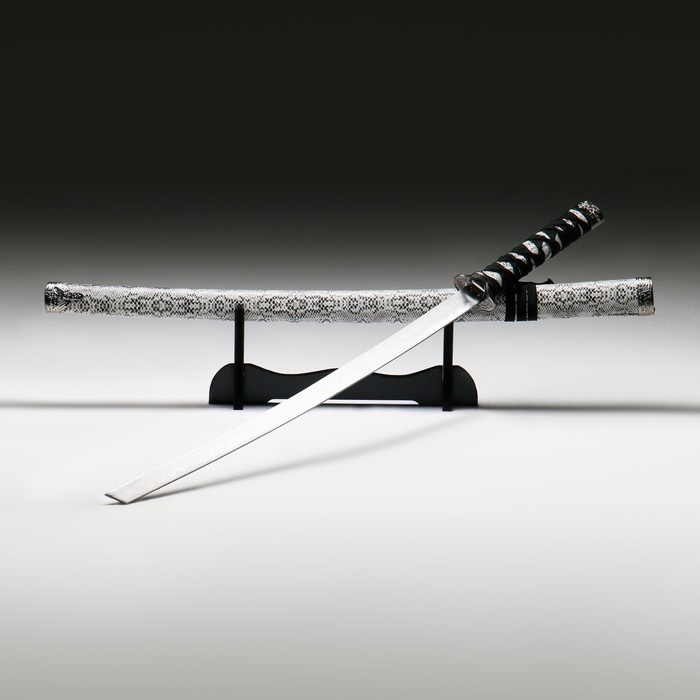 Сувенирное оружие &laquo;Катана&raquo;, на подставке, серые ножны под змеиную кожу, 89 см