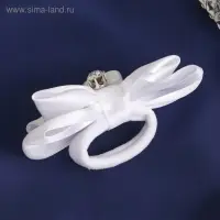 Резинка для волос &laquo;Школьница&raquo;, двойной бант бусинки, 7.5 см, белая