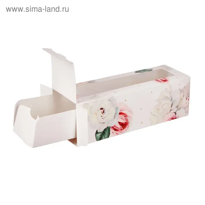 Коробка для макарун, кондитерская упаковка &laquo;Тебе с любовью&raquo;, розы, 5.5 х 18 х 5.5 см
