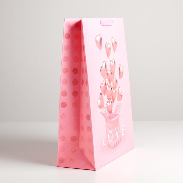 Пакет подарочный ламинированный вертикальный, упаковка, &laquo;LOVE&raquo;, L 31 х 40 х 11,5 см